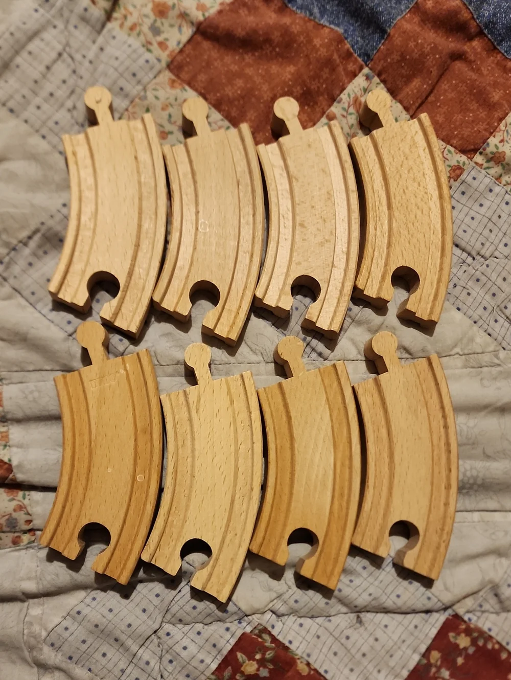 Lot Of 8 Brio Vintage Wooden Small Curved Train Tracks